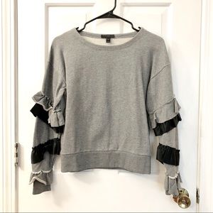 J.Crew Ruffle Sleeve Grey Top